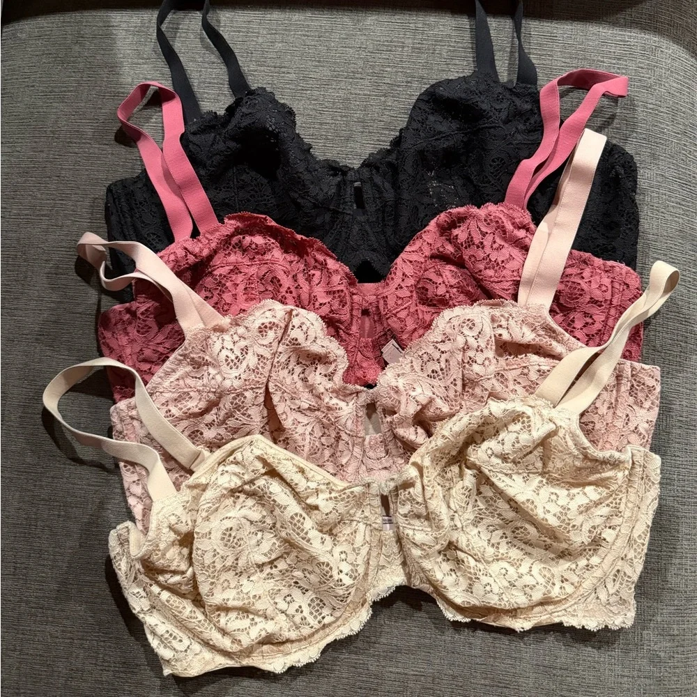 Body By Victoria: Unlined Demi Lace Bra 38DDD (Set of 4) - Picture 1 of 4